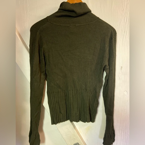 Studio Y ribbed dark olive green long sleeve Turtleneck top ladies 1xl stretch - Picture 5 of 5